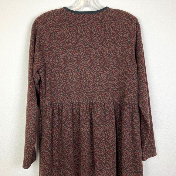 Vtg Jones New York Maxi Prairie Dress Size SP Petite Brown Soft Knit Cabincore - Picture 6 of 7
